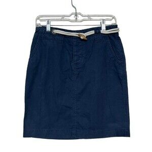 Anthropologie Navy Blue Straight Academia Mini Skirt with Pockets